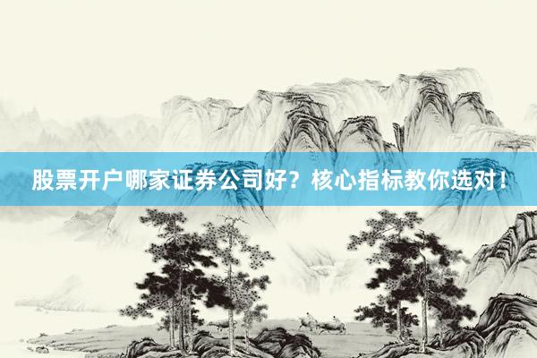 股票开户哪家证券公司好？核心指标教你选对！